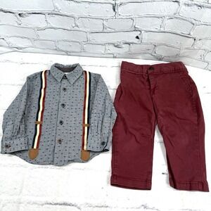 Fore!! Axel & Hudson Boys 2pc Shirt Pants Set 12/18 M‎ Faux Suspenders Golf Cali